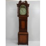 Oak and Mahogany Long Cased Clock with Painted Face - Fothergill Knaresborough - Chain Missing