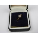 9ct Yellow Gold Diamond Cluster Ring -Total Diamond Weight 0.14cts