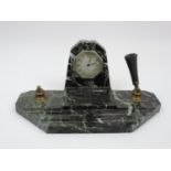 Marble Base with Pen Holder and Small Clock