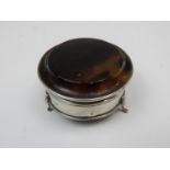 Silver and Tortoiseshell Dressing Table Powder Compact - London Circa 1866