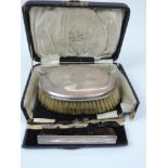 Sterling Silver Clothes Brush and Comb - Birmingham Silver - Engine Turned Design