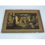 Oil on Canvas in Gilt Frame - Depicting Biblical Scenes - Visible Picture 29 x 17.5"