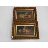 Pair of Gilt Framed Oil on Canvas - Still Life - Visible Pictures - 17”x 9” - Damage to Frames