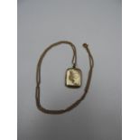 9ct Gold Front and Back Rectangular Locket on Unmarked Yellow Gold Trace Chain