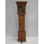 18th Century Brass Faced Single Hand Clock in Pine Long Case - John Cole Barnstaple