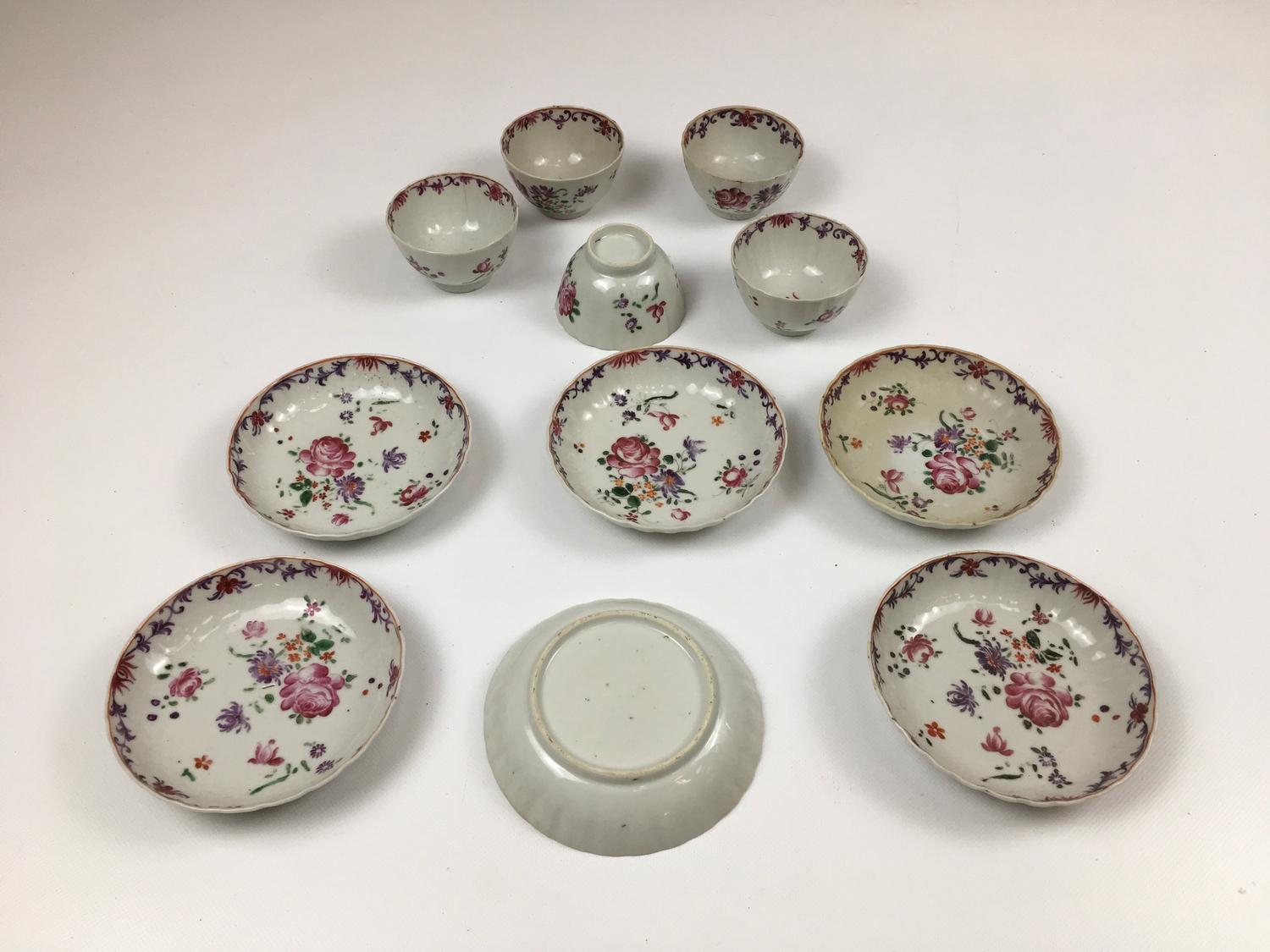 Set of 5x Chinese Tea Bowls with 6x Saucers