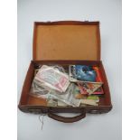 A Leather Case and Contents - Photos, I-Spy Books, Model of Concorde and Quantity of Old Banknotes