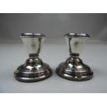 Pair of Birmingham Sterling Silver Dwarf Candlesticks