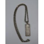 Silver Complex Link Neck Chain with Half Ounce Silver Ingot Pendant