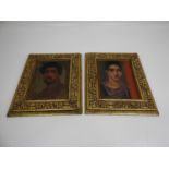 Pair of Oil Gilt Framed Portraits - Visible Picture 11 x 15"