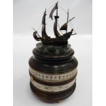 Hallmarked Silver Ship - Mounted on Marble with World Clock Base - By St James' House Company -