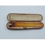 Amber Cheroot Holder with 9ct Rose Gold Tip in Case