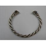 Unmarked Silver Torque Bangle with Ram Head Ends