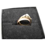 2x 9ct Gold Rings - One Rose Gold Band and One Yellow Gold Diamond Solitaire Ring
