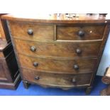 Victorian Mahogany Chest of Two over Three Drawers - Damage to Veneer, Replacement Feet