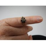 9ct Yellow Gold Sapphire and Diamond Cluster Ring - Approximately 1.5 grams