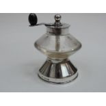 A Silver Mounted Glass Pepper Grinder with Screw Off Handle - Hallmarked for Birmingham 1912 by