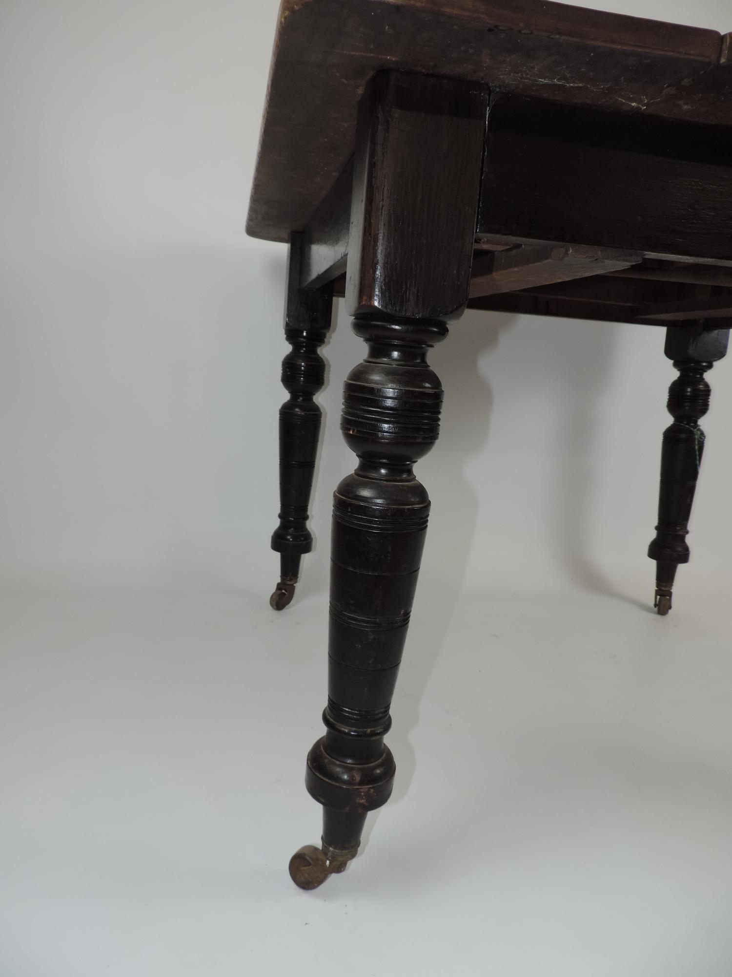 Victorian Stained Pine Kitchen Table on Brass Casters - 40" Square x 29" High - Image 2 of 2