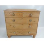 Victorian Stripped Pine Two over Three Chest of Drawers