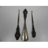 Silver Handled Vanity Items - Glove hook, Shoe Horn etc