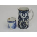 2x Pieces of Blue and White - Jug and Pot