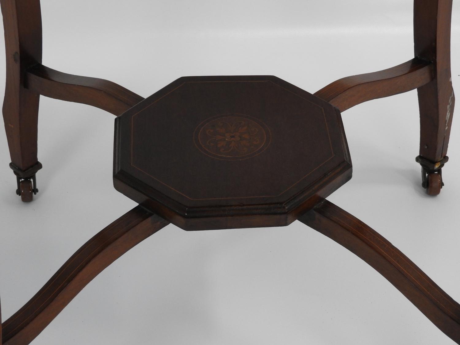 Mahogany Octagonal Inlaid Table - Repair to Leg - Image 3 of 3