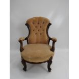 Victorian Mahogany Button Backed Upholstered lady’s Armchair