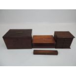3x Wooden Boxes and a Small Three Drawer Chest