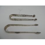 2x Georgian Silver Tongs/Nips