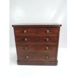 Victorian Mahogany Two over Three Chest of Drawers with Original Turned Handles