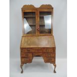 Edwardian Walnut Bureau Bookcase