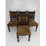 4x Edwardian Dining Chairs with Upholstered Seats and Backs