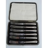 Boxed Set of 6x Silver Handled Butter Knives