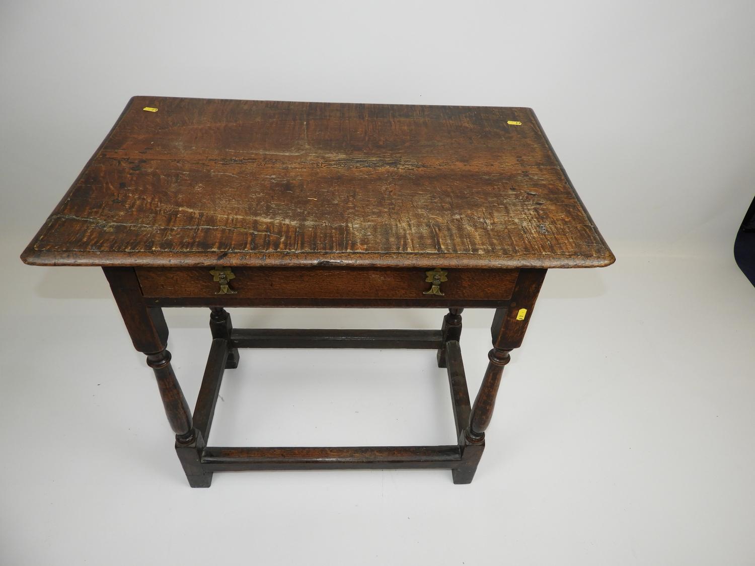 19th Century Oak Side Table with Single Drawer - 31x 19x 29" high - Image 2 of 3
