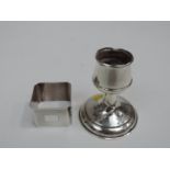 Sterling Silver Dwarf Candlestick and Napkin Ring - Both Birmingham Hallmarked