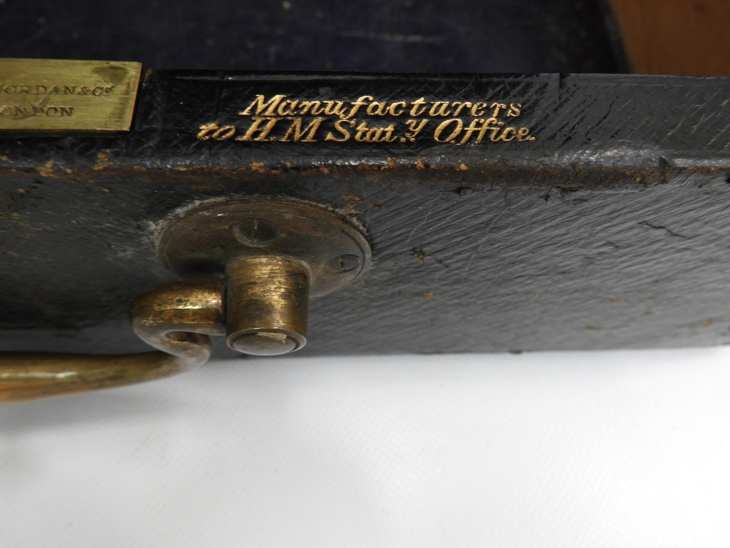 Leather Covered Stationery Box - Wickwar & Co 6 Poland Street, Manufactures to HM Stationery Office - Image 4 of 5