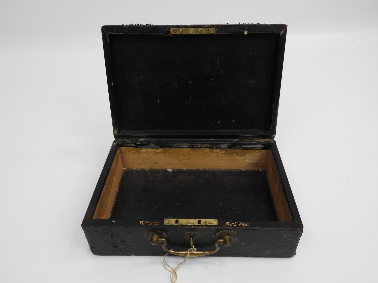 Leather Covered Stationery Box - Wickwar & Co 6 Poland Street, Manufactures to HM Stationery Office - Image 2 of 5