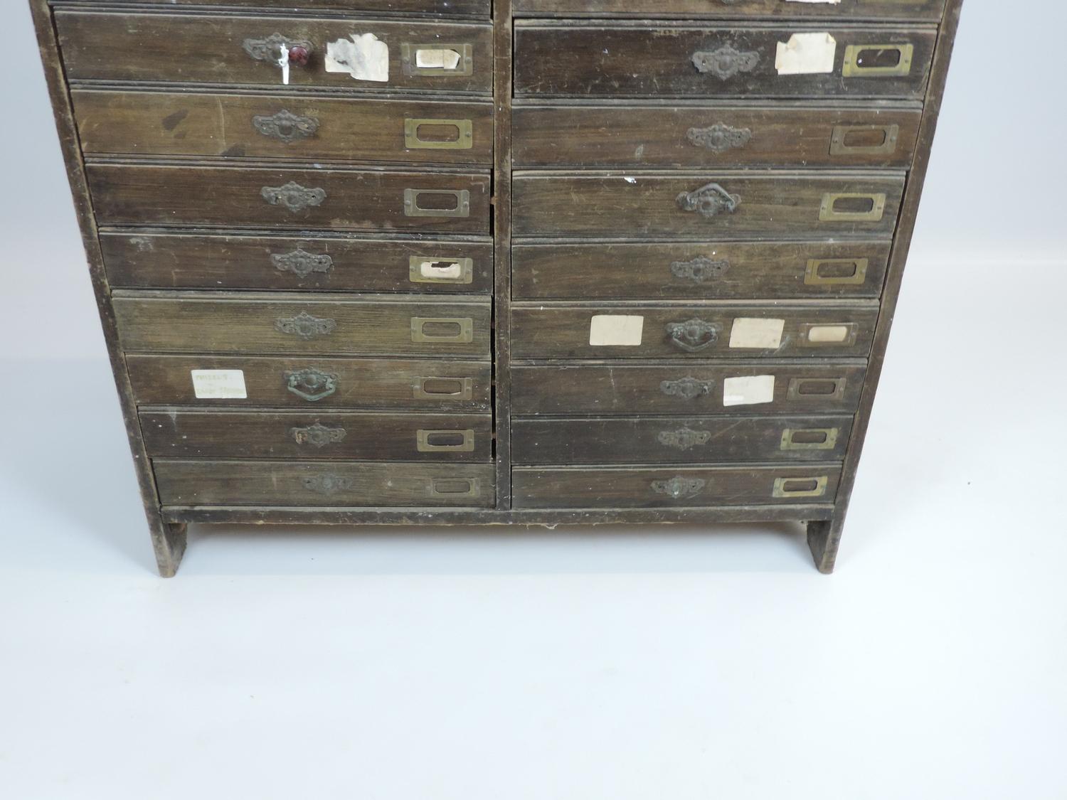 Vintage Bank of 24x Wooden Office Drawers - Image 4 of 6