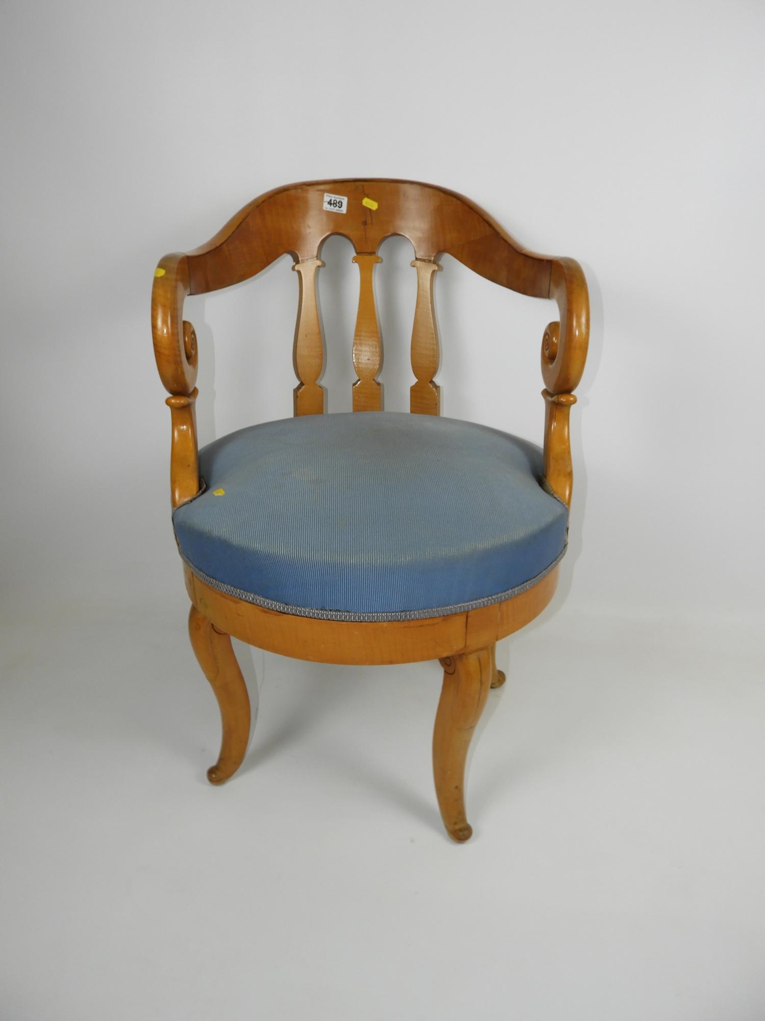 Edwardian Satinwood Swivel Tub Chair