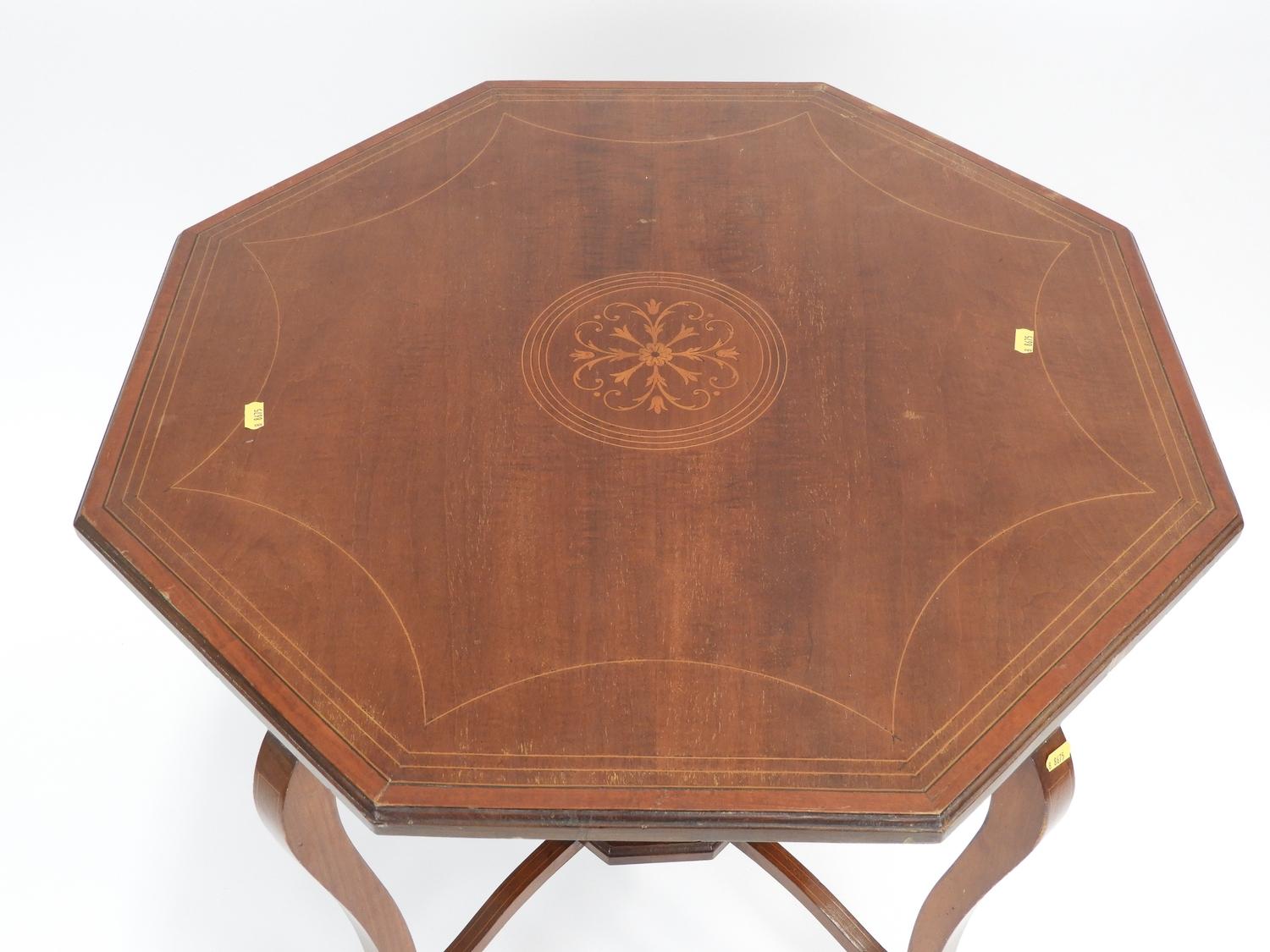 Mahogany Octagonal Inlaid Table - Repair to Leg - Image 2 of 3