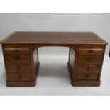Mahogany Twin Pedestal Eight Drawer Desk
