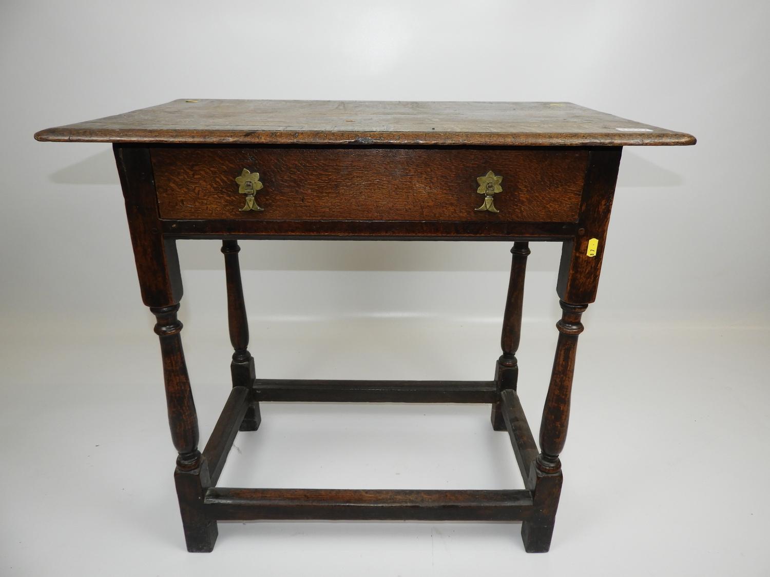 19th Century Oak Side Table with Single Drawer - 31x 19x 29" high