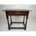 19th Century Oak Side Table with Single Drawer - 31x 19x 29" high