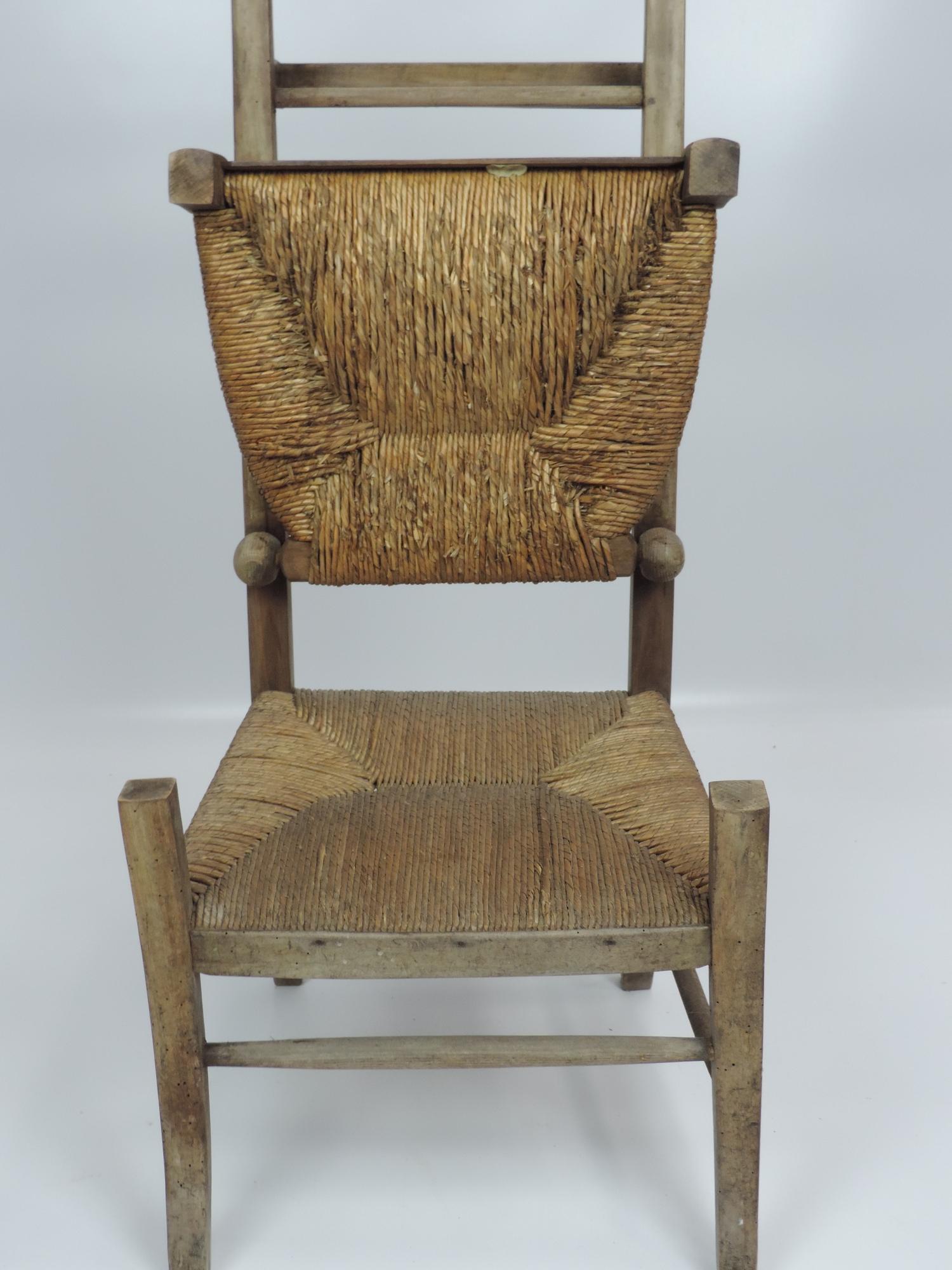 Rush Seated Chapel Chair - Image 4 of 6