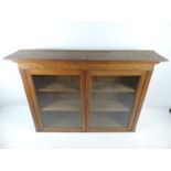 Oak Glazed Bookcase - with Key - 57x 13x 40”