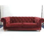 Red Velvet Chesterfield Sofa