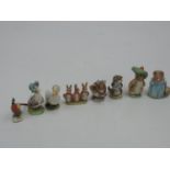 8x Beswick Figures - Aunt Pettitoes, Benjamin Bunny, Miss Moppet, Appley Dapply, Flopsy Mopsy &