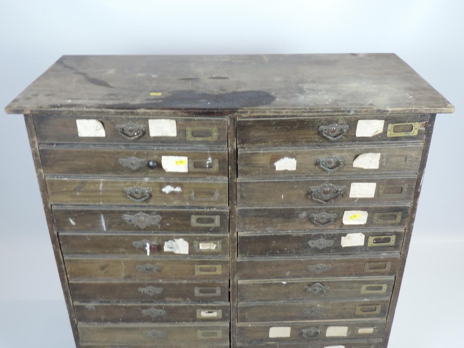 Vintage Bank of 24x Wooden Office Drawers - Image 2 of 6