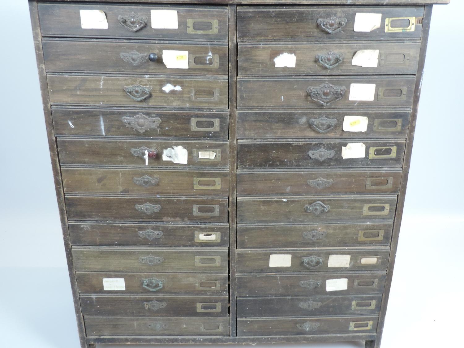 Vintage Bank of 24x Wooden Office Drawers - Image 3 of 6