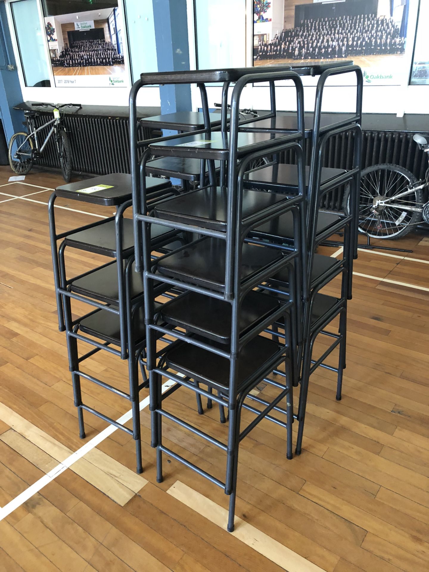 21 tubular framed painted wood seated Stools, black (located in Main Hall) - Image 2 of 2